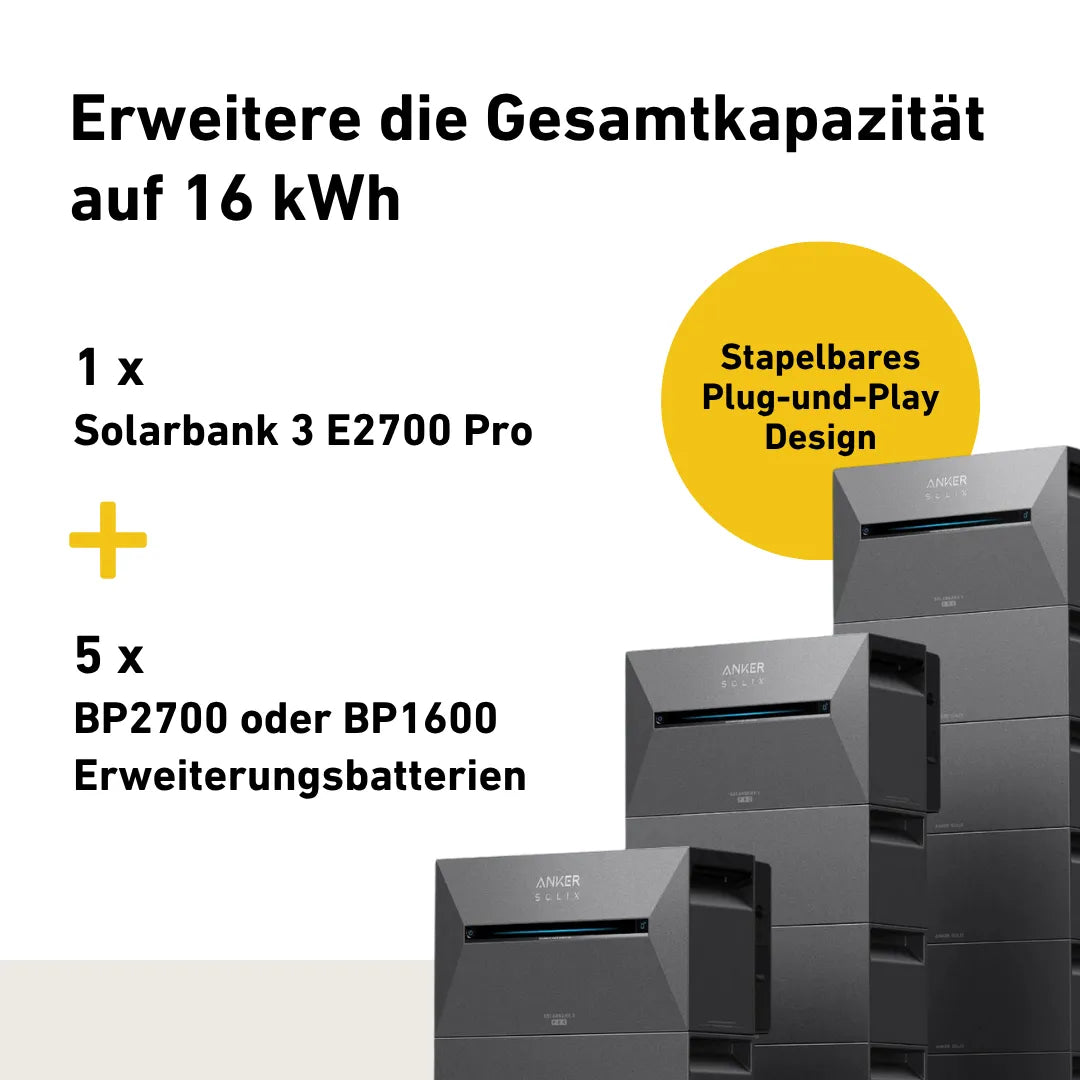 Produktbild Anker Solix 3 E2700 Pro Stromspeicher mit BP1600/ BP2700 Zusatzbatterie