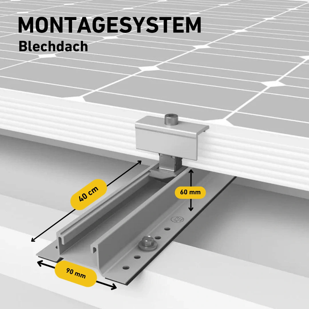 Balkonkraftwerk Montagesystem Blechdach Balkon Produktbild Darstellung