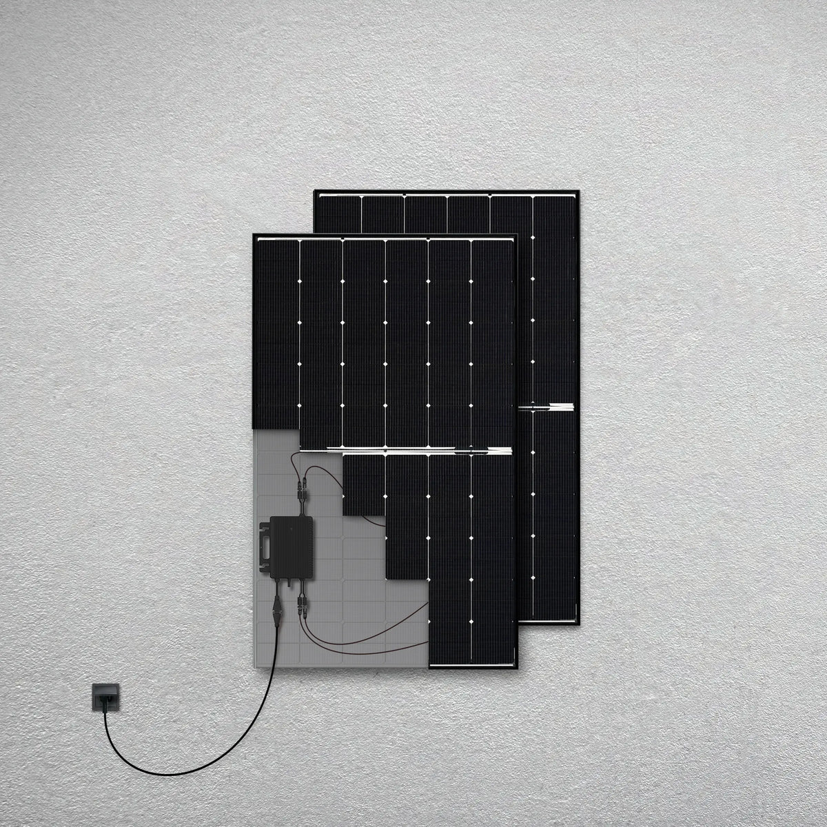Balkonstrom Basic Pure 900 bifaziales Balkonkraftwerk Produktbild zwei Solarmodule