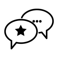 Symbol von zwei Sprechblasen, das Kommunikation und Dialog darstellt, für Themen wie Beratung oder Kundengespräche