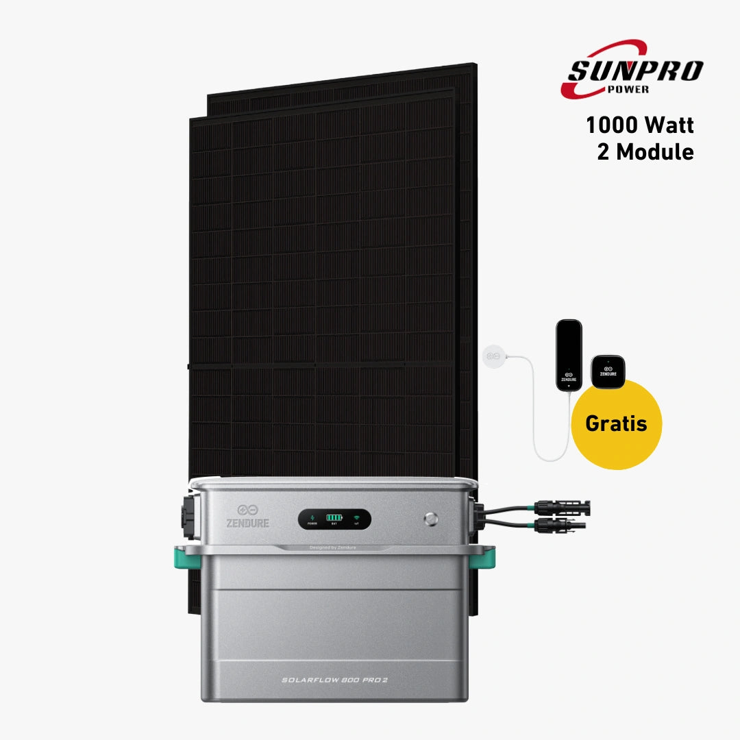 Max Set 1000 Watt mit Zendure Solarflow 800 Pro Speicher, Sehr Gut Label und Gratis Zendure Smartmeter