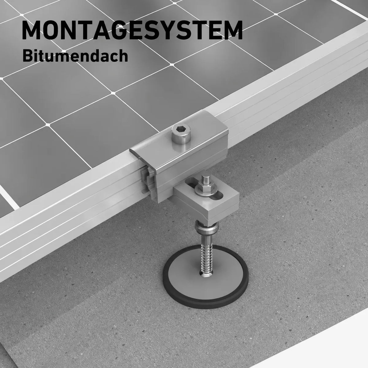 Balkonstrom Montagesystem Bitumendach Detailbild