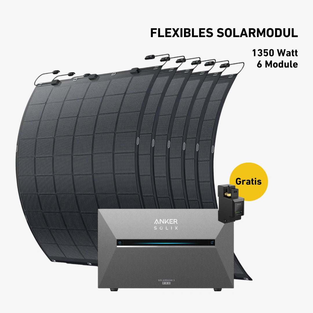 Balkonkraftwerk 1350W mit flexiblen Solarmodulen (mit Anker SOLIX Solarbank 3 E2700 Pro)