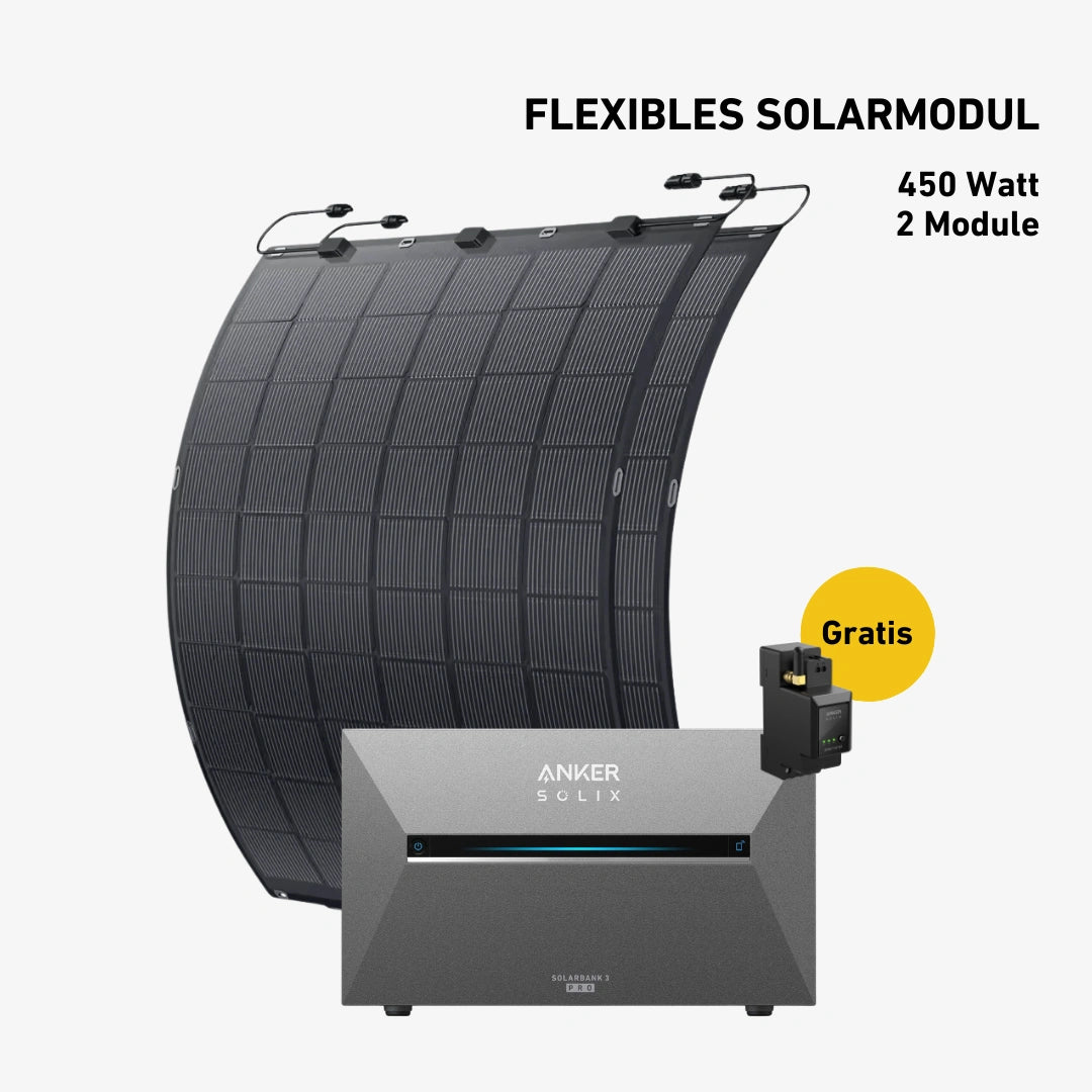 Balkonkraftwerk 450W mit flexiblen Solarmodulen (mit Anker SOLIX Solarbank 3 E2700 Pro)